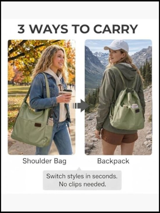 Convertible Backpack Tote 3-in-1 Nylon Travel Bag Large Capacity Shoulder main image 2